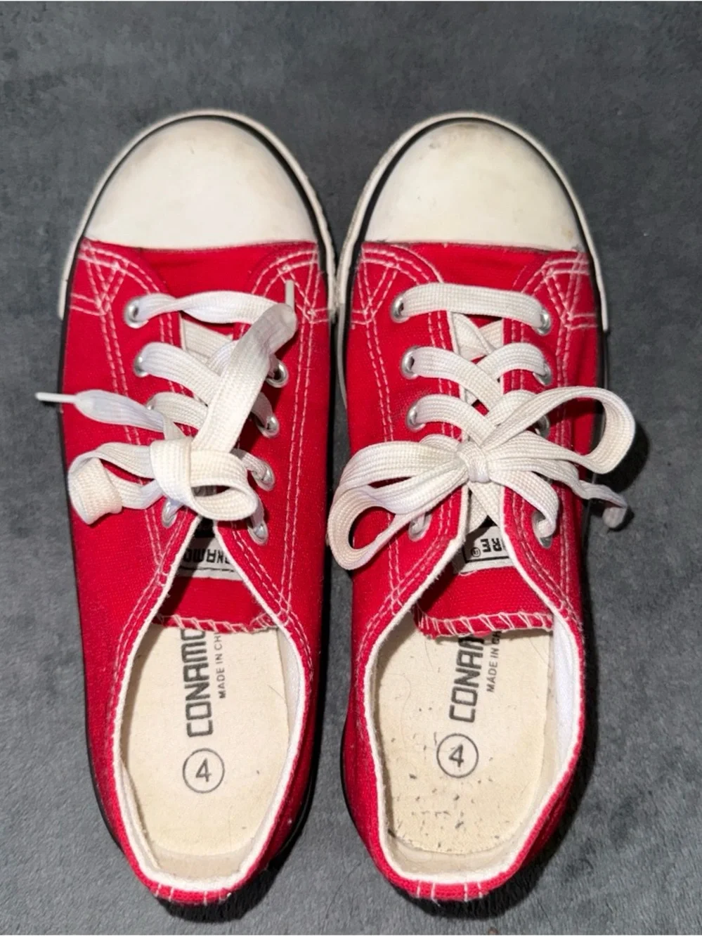 Converse Kids Red Canvas Low-Top Sneakers with White Accents